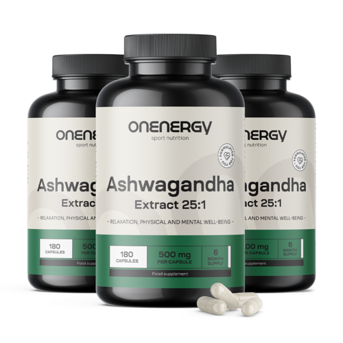 3x Ashwagandha 500 mg – Extrakt 25:1, zusammen 540 Kapseln
